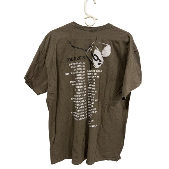 Gildan Brantley Gilbert 2013 Tour T Shirt Mens XL Short Sleeve Graphic Tee Olive - Picture 2 of 7